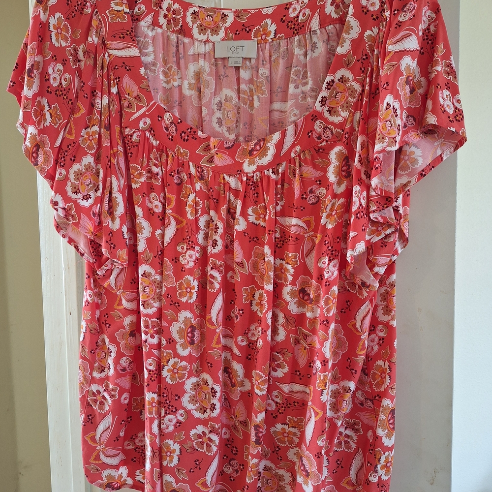 LOFT Floral Pink Blouse
